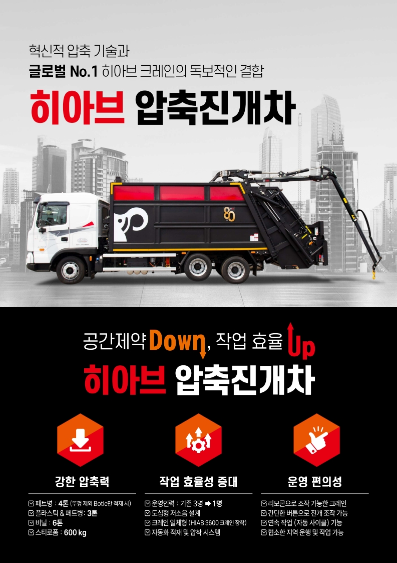 히아브 압축진개차 크레인